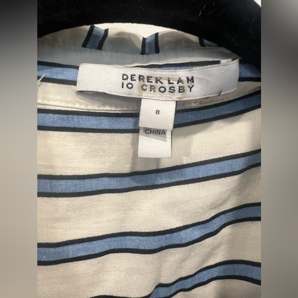 Derek Lam 10 Crosby Striped Tie Waist Shirt Dress Size 8 - Picture 10 of 10